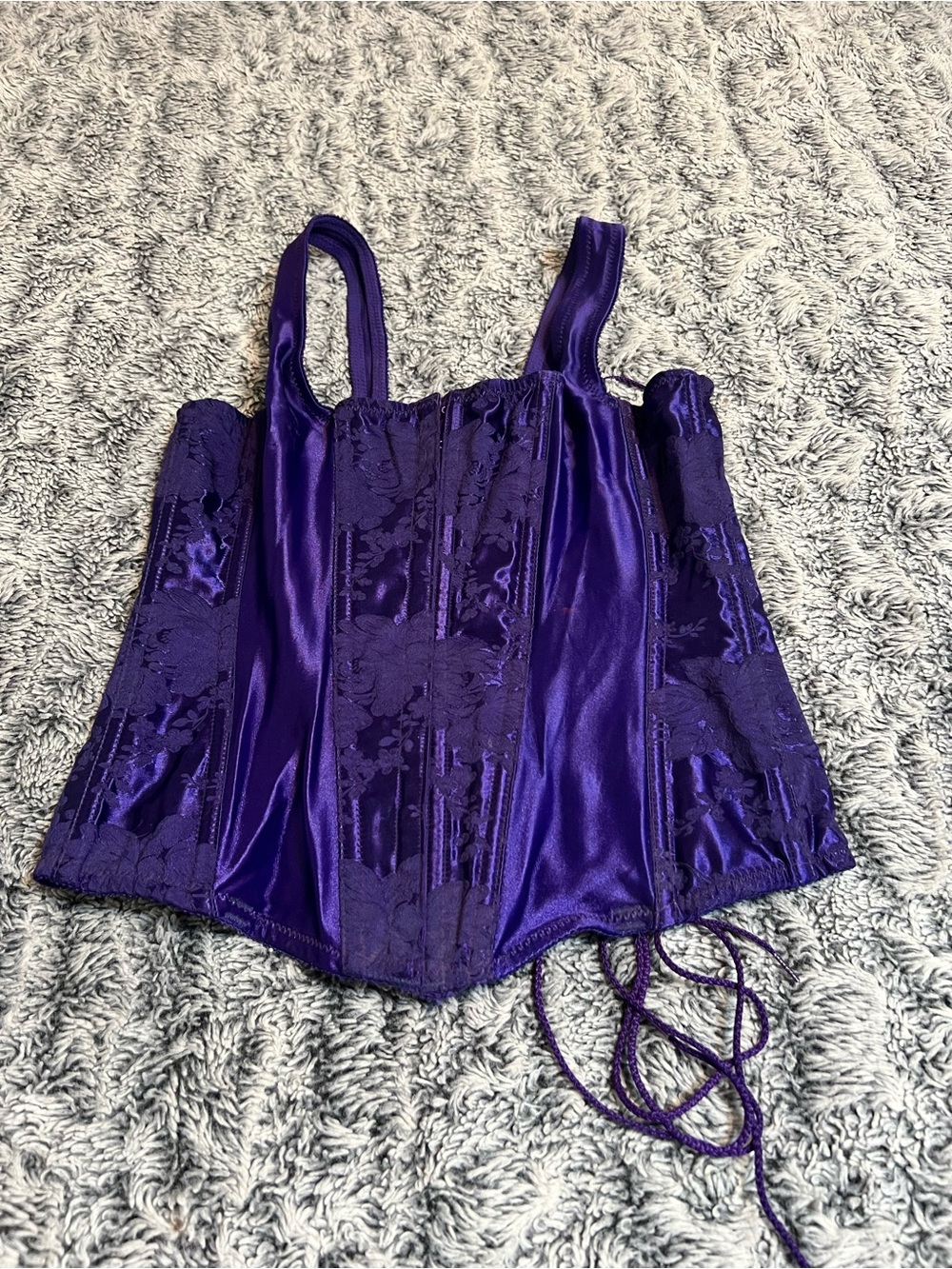 Empire Intimates Purple Satin Brocade Lace Up Corset Size 38